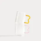 Homla, Zigra, szklanka, z falowanym różowym uchem, 0,4l