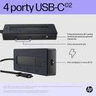 HP, Hub USB-c 4k 6g842aa 4 Porty USB-c, czarny
