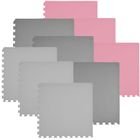 Humbi, mata piankowa, puzzle, róż, grafit, szary, 60-60 cm, 9 szt.