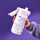ION8, Jednorożec, stalowy bidon z ustnikiem, liliowy, 400 ml