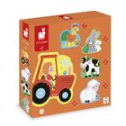 Janod, Farma, drewniane puzzle, 5 układanek