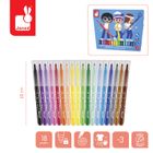 Janod, pisaki z filcową końcówką, flamastry, 18 kolorów