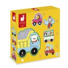 Janod, Pojazdy, drewniane puzzle, 5 układanek
