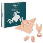 Kaloo, Lapinoo, Królik, zestaw prezentowy 3w1: komforter + gryzak + buciki, brzoskwiniowy