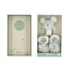 Kaloo, Petites Chansons, Myszka, zestaw prezentowy 2w1, grzechotka + buciki