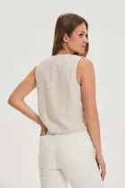 Kamizelka damska, beżowa, Moodo