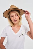 Kapelusz damski, beżowy, Moodo