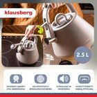 Klausberg, czajnik stalowy z gwizdkiem, szary, 2,5l, kb-7949