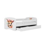 Kocot Kids, Babydreams, łóżko z szufladą, białe, bambi, 70-140 cm