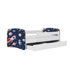 Kocot Kids, Babydreams, łóżko z szufladą i materacem, białe, kosmos, 70-140 cm