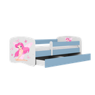 Kocot Kids, Babydreams, łóżko z szufladą i materacem, niebieskie, wróżka z motylkami, 70-140 cm