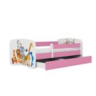 Kocot Kids, Babydreams, łóżko z szufladą i materacem, różowe, zwierzęta, 80-180 cm