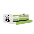 Kocot Kids, Babydreams, łóżko z szufladą i materacem, zielone, panda, 80-160 cm
