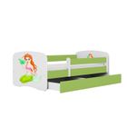 Kocot Kids, Babydreams, łóżko z szufladą i materacem, zielone, syrenka, 80-180 cm