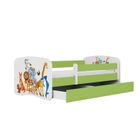 Kocot Kids, Babydreams, łóżko z szufladą, zielone, zwierzęta, 80-180 cm