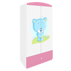 Kocot Kids, Babydreams, szafa, różowa, niebieski miś, 181.2-52-90 cm