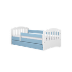 Kocot Kids, Classic 1, łóżko z szufladą i materacem, niebieskie, 80-140 cm