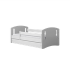 Kocot Kids, Classic 2, łóżko z szufladą i materacem, szare, 80-160 cm