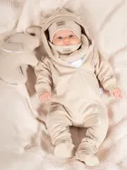 Kombinezon przejściowy chłopięcy z kapturem, beżowy, Nicol