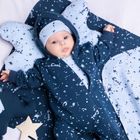 Kombinezon przejściowy chłopięcy z kapturem, granatowy, Nicol