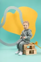 Kombinezon przejściowy chłopięcy z kapturem, niebieski, Pinokio