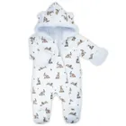 Kombinezon przejściowy chłopięcy z kapturem, ocieplany, biały, Nicol