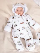 Kombinezon przejściowy chłopięcy z kapturem, ocieplany, biały, Nicol