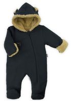 Kombinezon przejściowy chłopięcy z kapturem, ocieplany, granatowy, Nicol