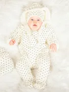 Kombinezon przejściowy dziewczęcy z kapturem, ecru, Nicol