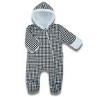 Kombinezon przejściowy dziewczęcy z kapturem, ocieplany, biało-czarny, Nicol