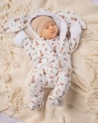 Kombinezon przejściowy dziewczęcy z kapturem, ocieplany, biały, Nicol