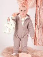 Kombinezon przejściowy dziewczęcy z kapturem, ocieplany, różowy, Nicol