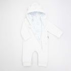 Kombinezon przejściowy dziewczęcy z kapturem, welurowy, biały, Nicol