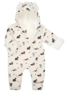 Kombinezon przejściowy niemowlęcy z kapturem, ocieplany, beżowy, Nicol