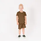 Komplet chłopięcy, Bluzka z krótkim rękawem, Szorty, brązowy, Nicol