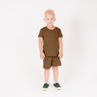Komplet chłopięcy, Bluzka z krótkim rękawem, Szorty, brązowy, Nicol