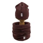 Komplet chłopięcy, Czapka, Komin, brązowy, Nicol