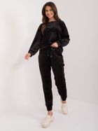 Komplet damski, welurowy, czarny, Italy Moda
