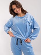 Komplet damski, welurowy, niebieski, Italy Moda