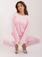 Komplet damski, welurowy, różowy, Italy Moda