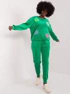 Komplet damski, welurowy, zielony, Italy Moda