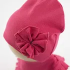 Komplet dziewczęcy, Czapka, Apaszka, różowy, Nicol