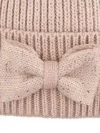 Komplet dziewczęcy, Czapka z pomponem, Komin, beżowy, Ambra