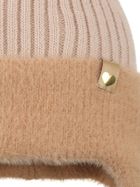 Komplet dziewczęcy, Czapka z pomponem, wiązana, Komin, beżowy, Ambra