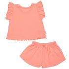 Komplet dziewczęcy, T-shirt, Szorty, koralowy, Nicol