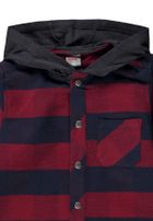 Koszula chłopięca z długim rękawem, z kapturem, czerwona, Kanz