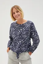 Koszula damska, granatowa, Moodo