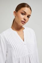 Koszula damska z długim rękawem, biała, Moodo