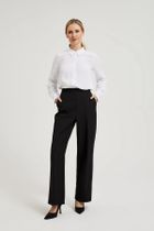 Koszula damska z długim rękawem, biała, Moodo