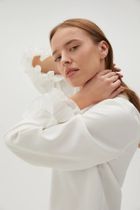 Koszula damska z długim rękawem, biała, Moodo